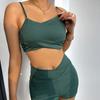 Women's Swimsuit Solid Color Threaded Split High Waist Sexy Bikini Boxer Brazilian Beachwear Bathing Suits