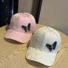 New rhinestone butterfly baseball cap for women, stylish and versatile for spring and summer, sun protection hat with lace pattern