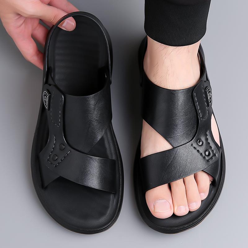 Fashion Men's High-quality Casual Sandals Summer Waterproof Soft Sole Comfortable Beach Shoes Fashion Male Dual-purpose Driving Slippers