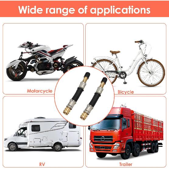 2 Pcs Valve Stem Extension, 3.93 Inches Flexible Brass Valve Stem Extension Adapter, Universal Fit Durable Design Bike Pump Tire Adapter for Car,