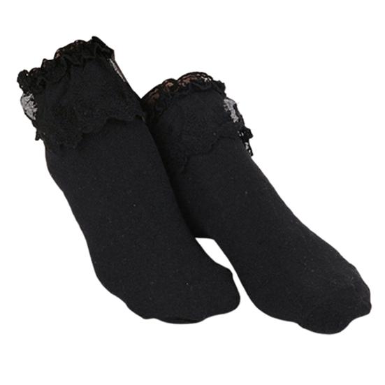 1 Pair Cotton Socks Skin-friendly Colorfast Lace Patchwork Lace Princess Socks for Daily Life