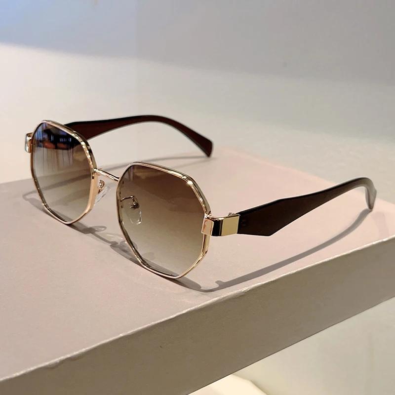 Vintage Polygon Sunglasses Men Fashion Oversized Outdoor Decor Shades Women  Trendy Brand Design Anti-UV Sun Glasses