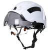 Casco di Sicurezza CE per l'Edilizia con Doppi Occhiali Integrati Visiera Adesivi Riflettenti Elmetto ANSI Cappello da Lavoro Industriale per Ingegnere