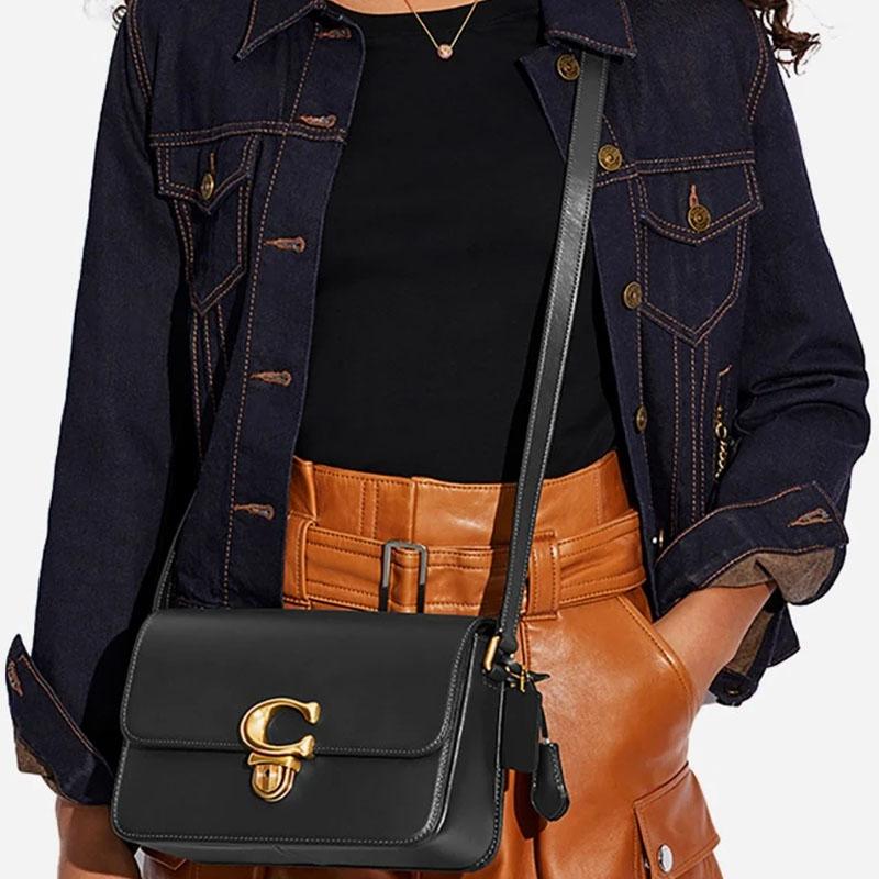 COACH Studio Leather Shoulder Bag , Crossbody Bag Large Women's Black (Unisex) Crossbody Bags C6641 B4BK