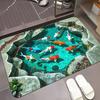2D Koi Fish Pond Carpet Soft Non-Slip Home Decor Rug Realistic Rockery Water Pool Entrance Doormat for Corridor Hallway