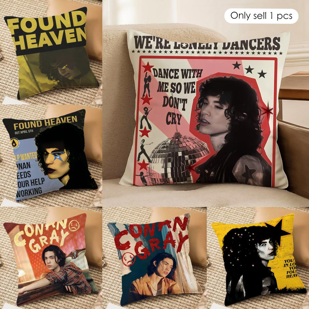 CConan Grays Anime Cushion Cover Silky Short Plush Invisible Zipper Dustproof Sofa Pillow Case For Home Decor