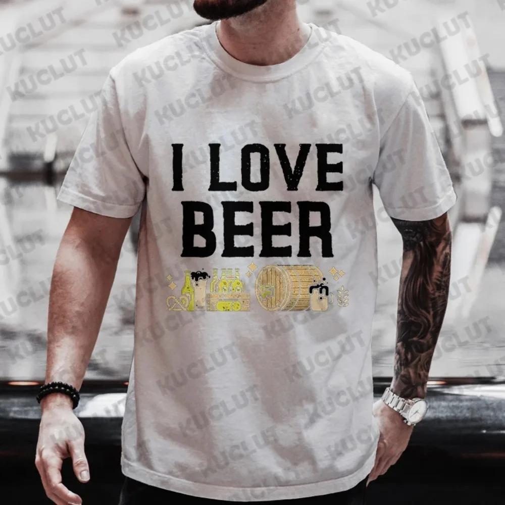 I Love Beer Funny Graphic T Shirts Men Y2k Streetwear Friends Beer DAY Drinker Party Tops Plus Size Clothes Short Sleeve Tees