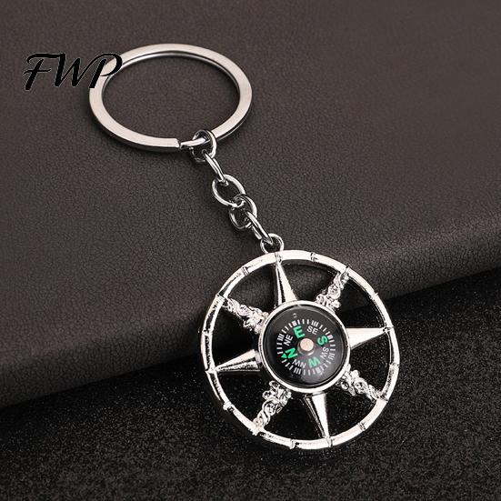 Heart-shaped Compass Keychain Alloy Mini Bag Charm Outdoor Adventure Gear Camping Backpack Gift for Hikers