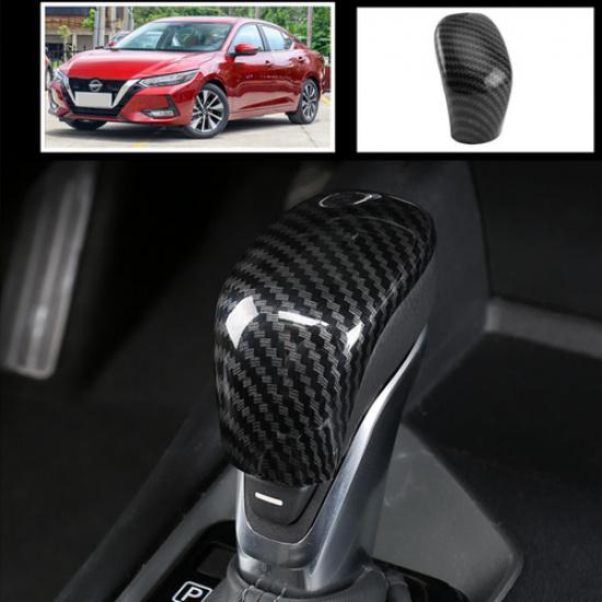 ABS Carbon Fiber Look Gear Shift Knob Cover Trim For Nissan Sentra