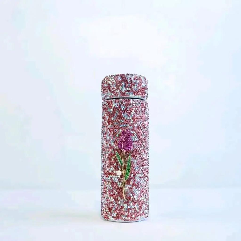 150ML Mini Cană Izolată Sticlă de Apă din Oțel Inoxidabil cu Perete Dublu Termos Portabil Blic Cană cu Diamante Cană de Cafea