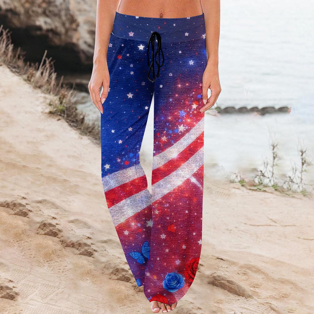 Women's Fashion Loose-Fit Drawstring Elastic Waist Casual Printed Pants