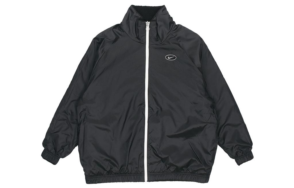 Nike Velvet Jackets Women's Black Stand Collar Thickened And Fleece Lined CZ4064-010