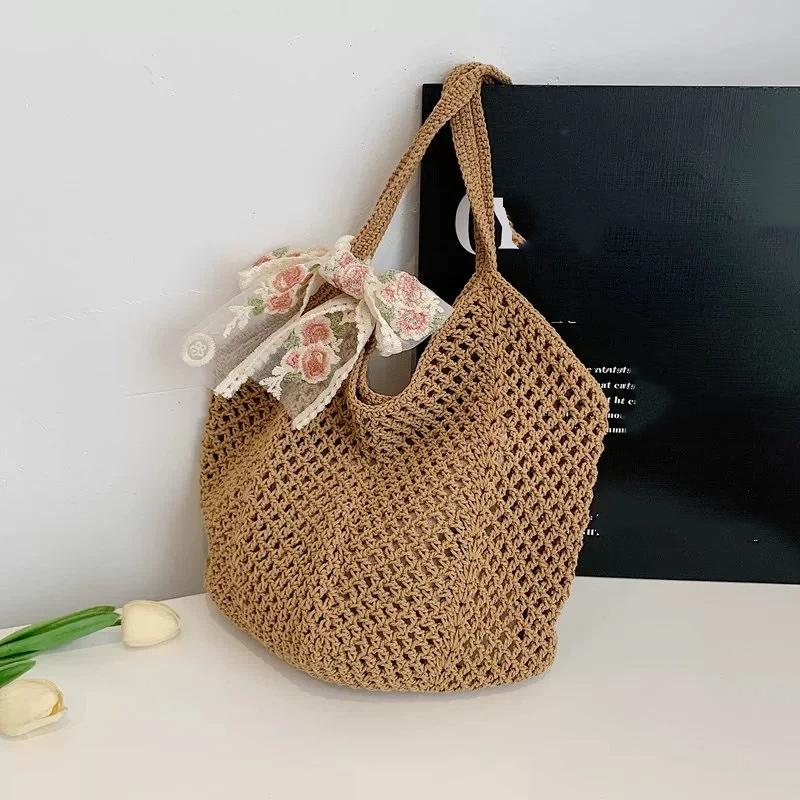 Large Capacity Woven Bag Women S Shoulder Bags Casual Straw Wicker Woven Ladies Handmade Summer Beach Tote Messenger Bag