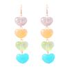 Gentle girly macaron quadruple love earrings long ear hook earrings transparent versatile holiday style girl