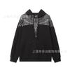 American street lightning wing print jacket men's and women's autumn and winter black loose shoulder heavy trendy hooded top