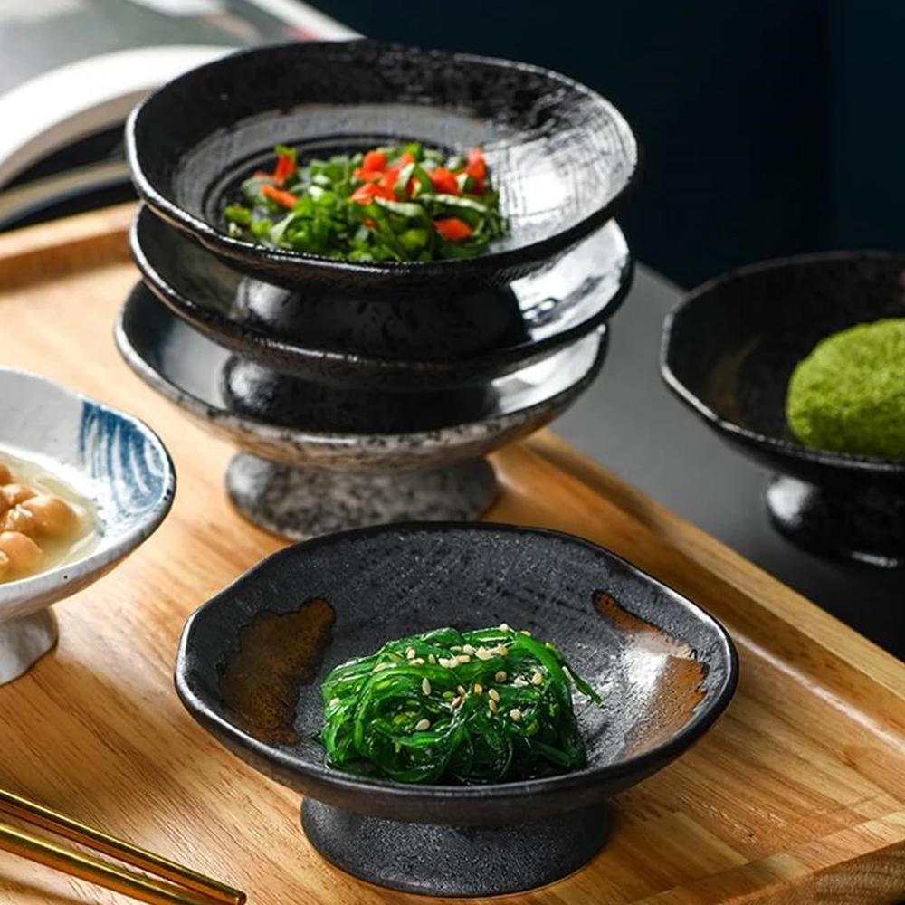 Creative Japanese Ceramic Plate with High Feet Saucer Saucer Snack Tea Dessert Plates Snack Plate Fruit Plate Bowls Ramekin