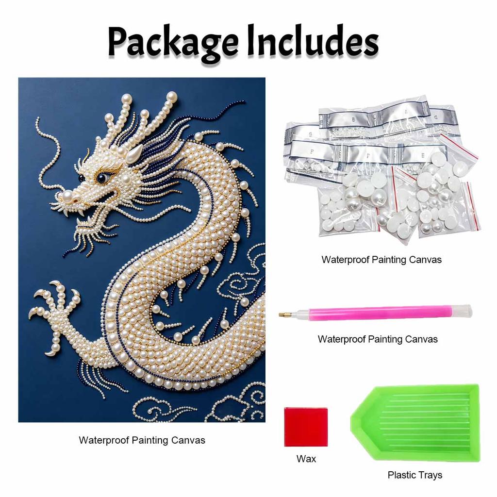 DIY Pearl Diamond Art Painting Kits for Adult and Beginners, Majestic Dragon Sparkling Painting Craft Home Wall Decor Handmade Gift