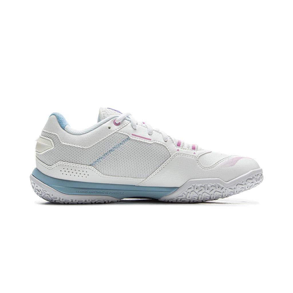 Li Ning Cushioning Slip Resistant Coverage Low Top Badminton Shoes Unisex Standard White AYTV003-1