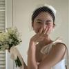 French Style Bride Veils Satin Bow Wedding Headband Exquisite Bridal Headwear  Tiara