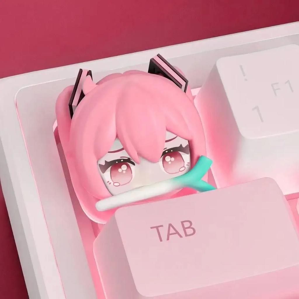 Cute Hatsune Miku DIY Keycaps Anime Personality Cross Axis PBT Mechanical Keyboard Keycap Cartoon Resin Keycaps Decoration Gifts