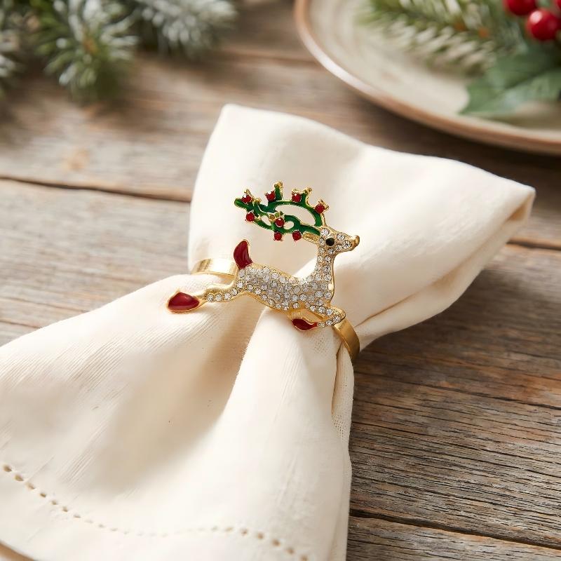 6Pcs Xmas Napkin Holder Rings Wreath Christmas Napkin Rings For Holiday Party Dinner Table Decoration