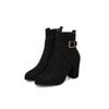 Strap Buckle Cross Strap Short Leather Boots Knight Boots Boots, Thick Heel Medium Heel Boots Plus Size X