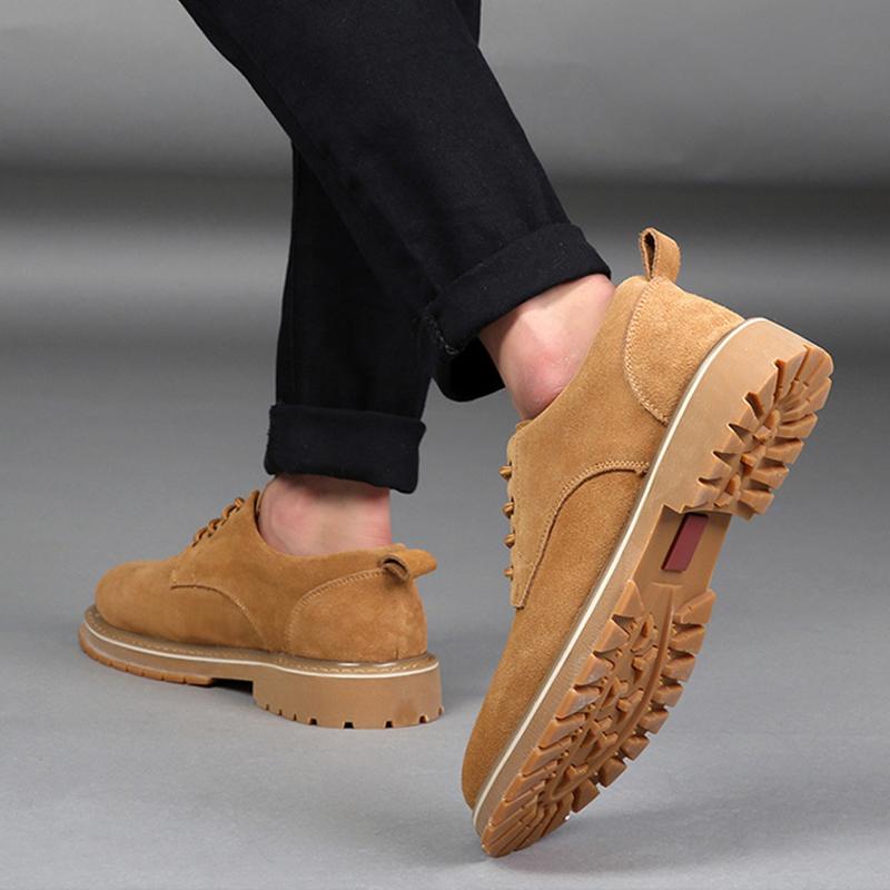 Frühling Herbst Echte Leder Schuhe Herren Freizeitschuhe Rutschfest Rindsleder Derbys Marke Männliche Fußbekleidung