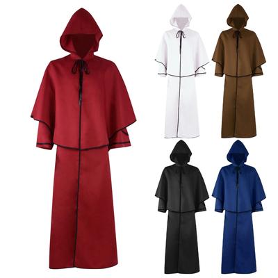 Halloween Mediaeval Solid Color Hooded Cloak Retro Robe Death Cloak Cosplay Costume
