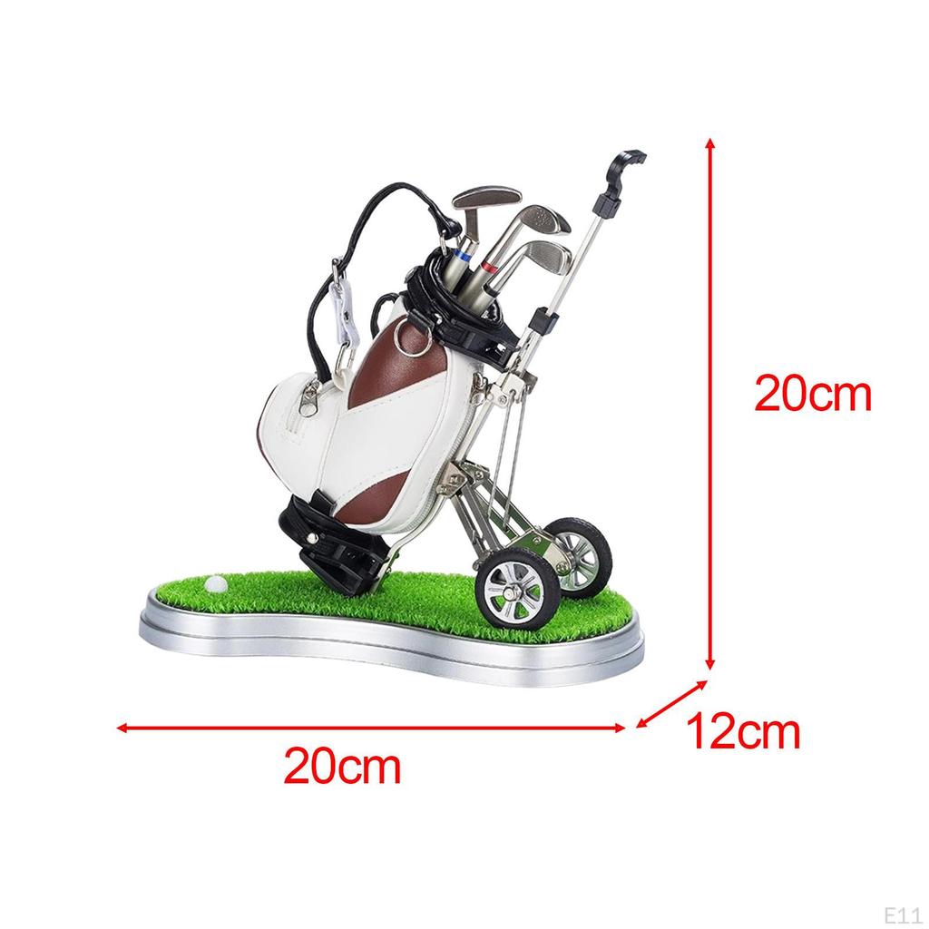 Golf Bag Miniature Pen Holder Souvenir 20x12x20cm Decorative Desk Toy for Home Office Book