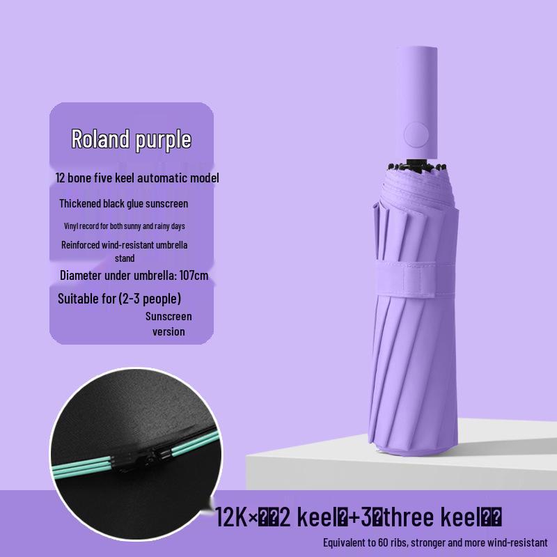 Q Fully Automatic Extra-Large Umbrella: Sun & Rain Dual Use, Reinforced Anti-UV Sunshade for Men & Women.