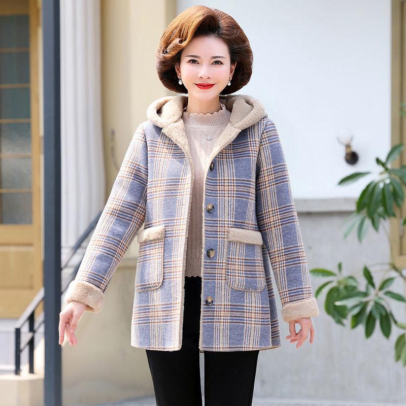 

Мамино длинное зимнее пальто с толстой флисовой подкладкой для женщин среднего и пожилого возраста - Модное и свободного кроя 3XL (125-140 jin) синий