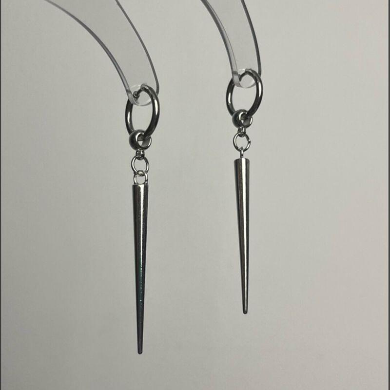 Exaggerated Gothic Cone Pendant Earrings for Women Ladies Personality Silver Color Drop Earrings Buckle Party Jewelry Wholesale