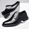 Fashion New Genuine Leather Men's Shoes Fashion High End Dad Leather Shoes Casual Wear Resistant Business Shoe Black Male Work Shoes
