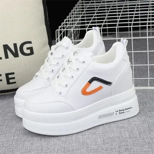 Fashion New autumn and winter fashion casual shoes women's high heels 10 cm thick base sneakers black white 34-39 platform boots