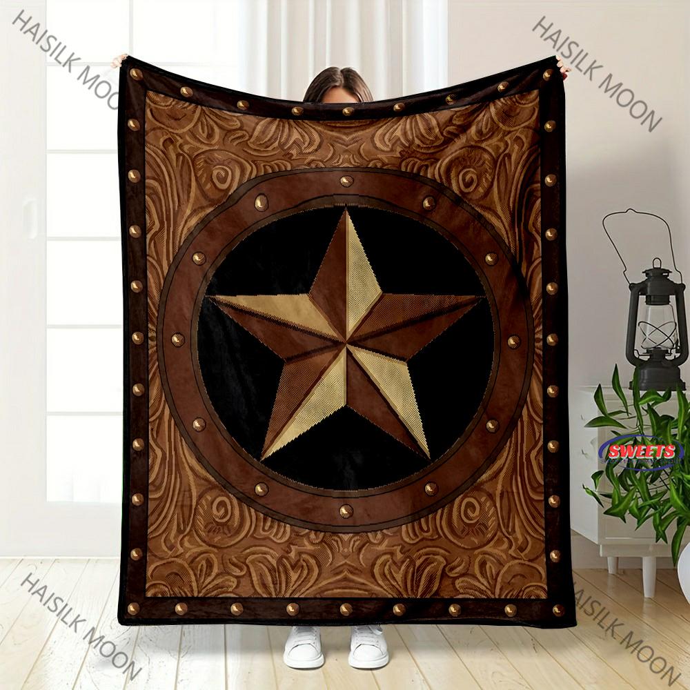 1PC Vintage Pentagram Print Blanket,Gifts for Son Teen Husband,Soft Flannel Family Blanket Bedroom Sofa Bed Shawl Blanket,Gift
