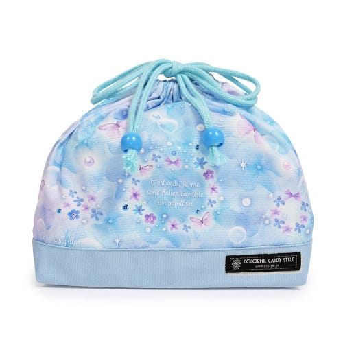 COLORFUL CANDY STYLE Drawstring Lunch Bag, Medium, with Gusset, for Girls, Stylish, Cute, Moonlight Butterfly Design, N3485300