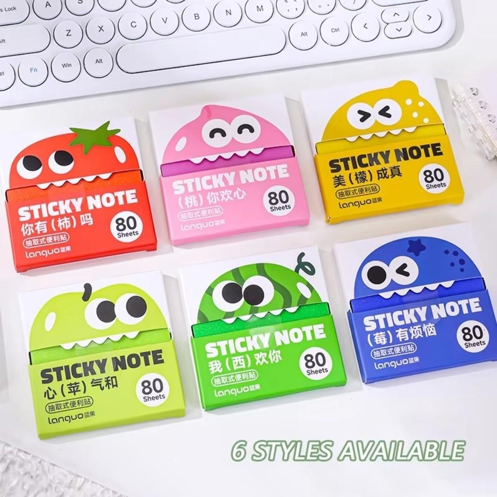 Cartoon Fruit Memo Pad Paper Dopamine Pull Out Design Planner Schedule Stickers Self-Adhesive Pearlescent Transparent