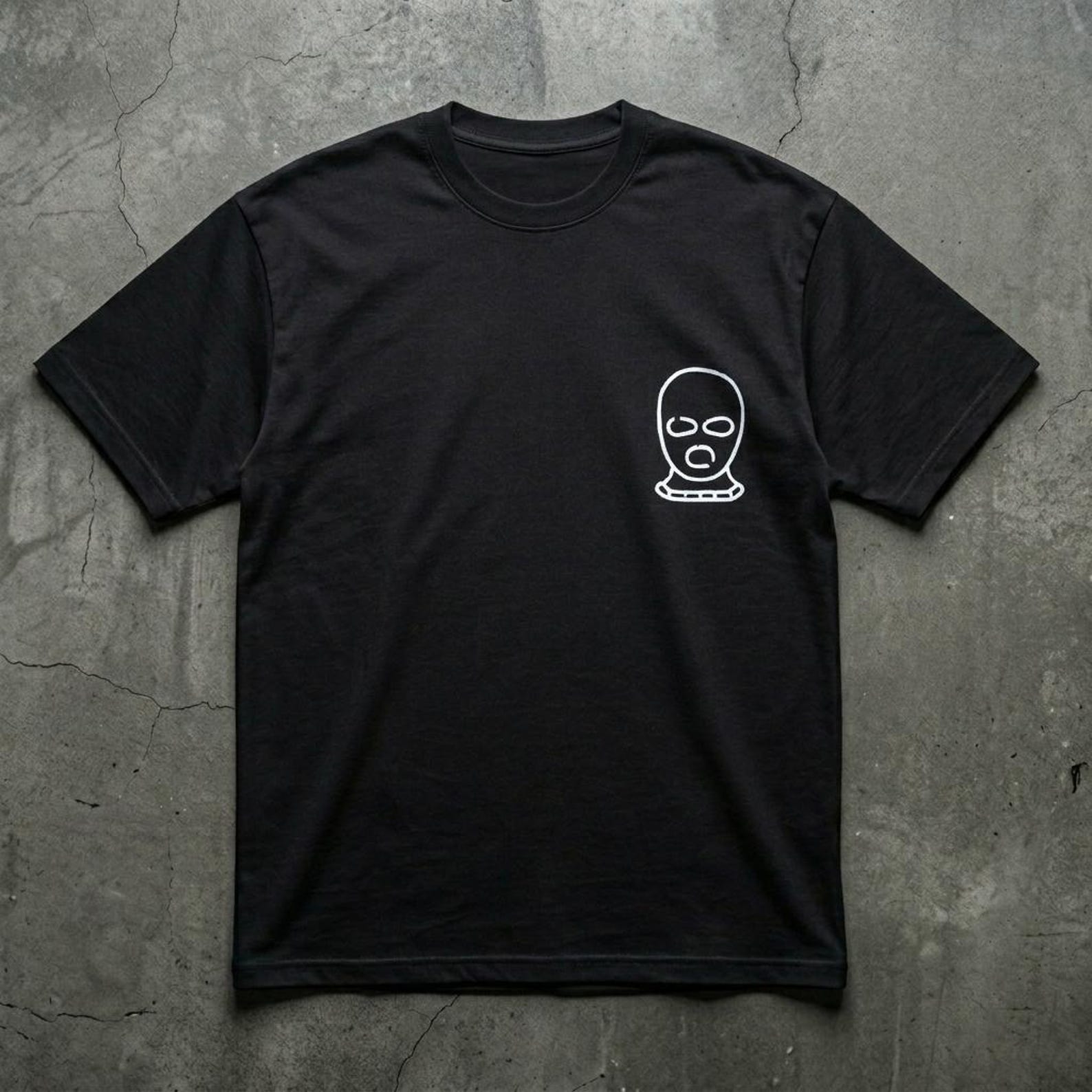 Streetwear T-Shirt Balaclava Oversized - Urban Drill T-Shirt Men, Women, Heavy Cotton, Italian Underground Fashion, RawCoreUnit S