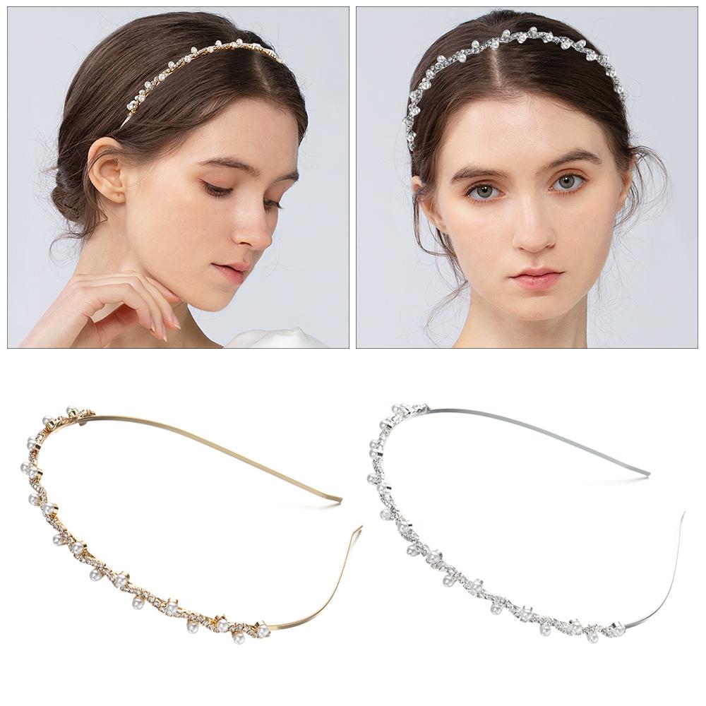 Accessories Ladies Ornament Hair Hoop Crystal Rhinestone Haiband Pearl Wave Headband Wedding Party
