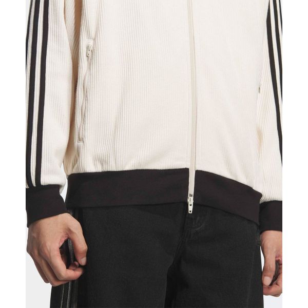 adidas Originals Waffle Zip Stripe Logo Loose Long Sleeve Jacket Unisex Jackets KQ6864