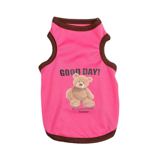 

Жилет для домашних животных с мультяшным рисунком, круглый воротник без рукавов, футболка для собак и кошек, одежда на лето M розовый