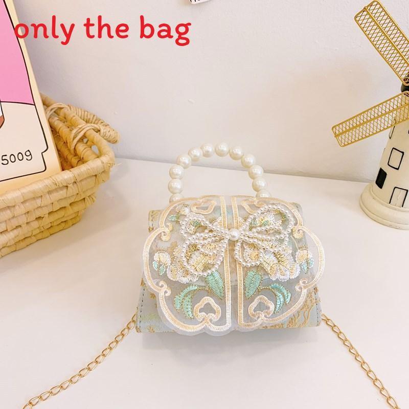 Chinese Style Girl Princess Butterfly Pearl Handbag With Chain Crossbody For Kids Fashion Accessories