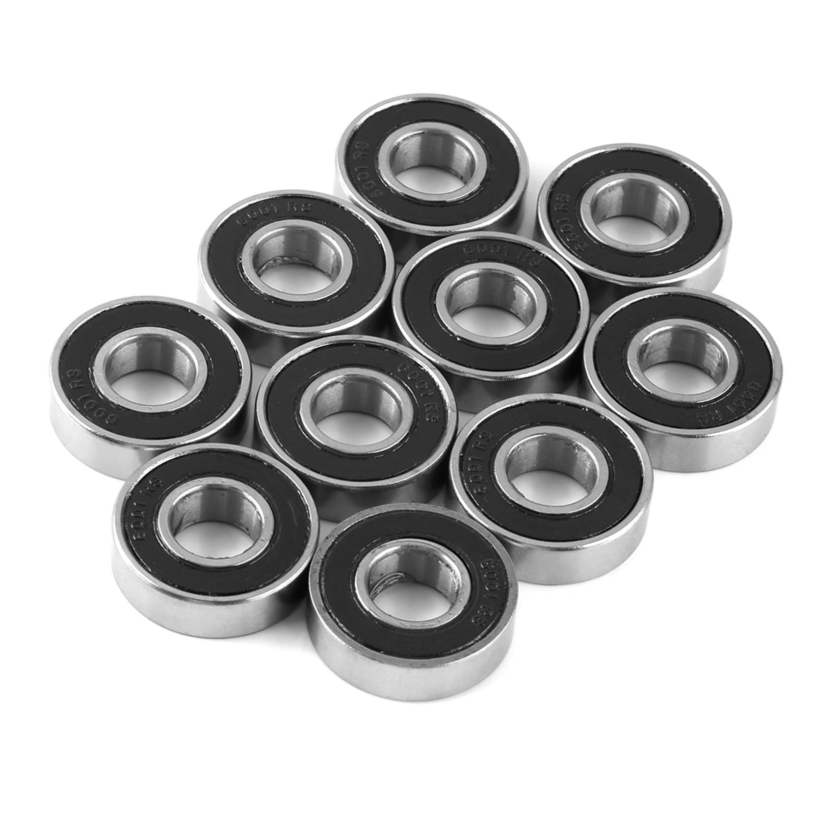 

10 Pcs Durable MultiUse Rubber Sealed Deep Groove Steel Bearing 6001-2RS Ball Bearings 12x28x8mm 10Pcs