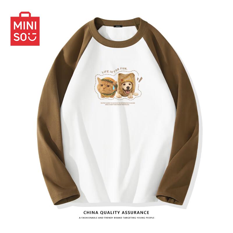 

MINISO Men s Premium Heavyweight Pure Cotton Long Sleeve T-Shirt M