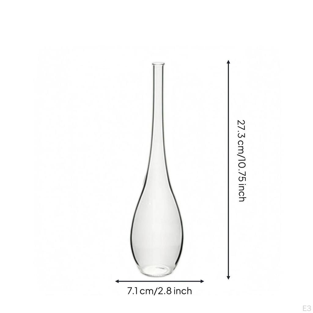 Clear Glass Vase Stable Flat Base Small Transparent Decor Piece for Floral Arrangements,
