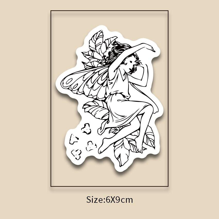 

9*6cm Fairy Butterfly Clear Stamps Transparent Silicone Stamp/Seal DIY Scrapbooking/Photo Album Christmas Halloween Sheets белый