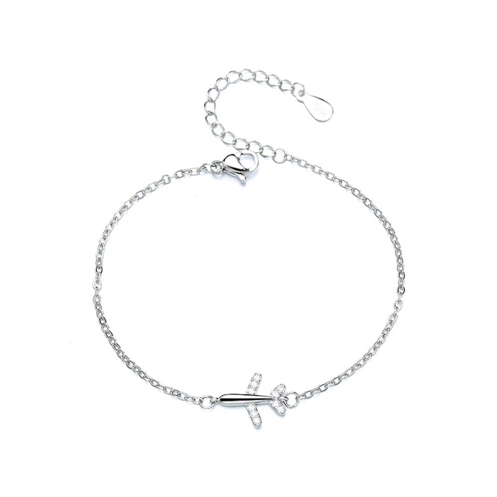 Simple Shiny Aircraft Bracelet Versatile Fashionable Silvery Alloy Bracelet Women Hand Jewelry Accessory