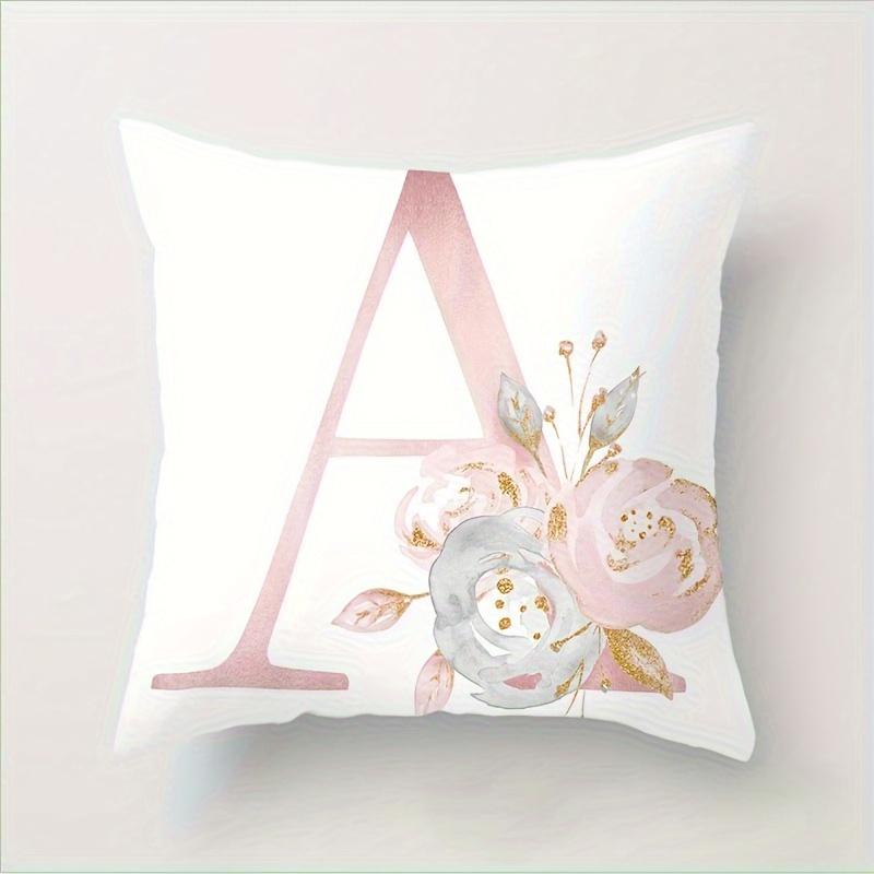 Abc Letter Floral Alphabet Decorative Pillow Cover Indoor Outdoor Party Farmhouse Home Decor Peach Skin Monogram Aesthetic Art