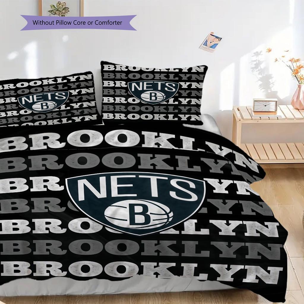 Brooklyn Nets Basketball Spirit Bedding(1 * duvet cover + 2 * pillowcase, without core)Duvet cover and pillowcase Christmas birthday gift Bedding set