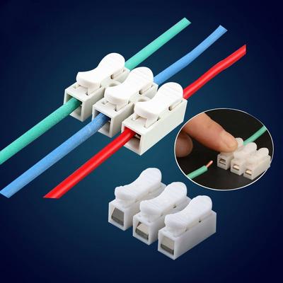 30Pcs White No Solding Welding Quick 3P Cable Wire Connector No Screw Terminal  Block Spring Clamp